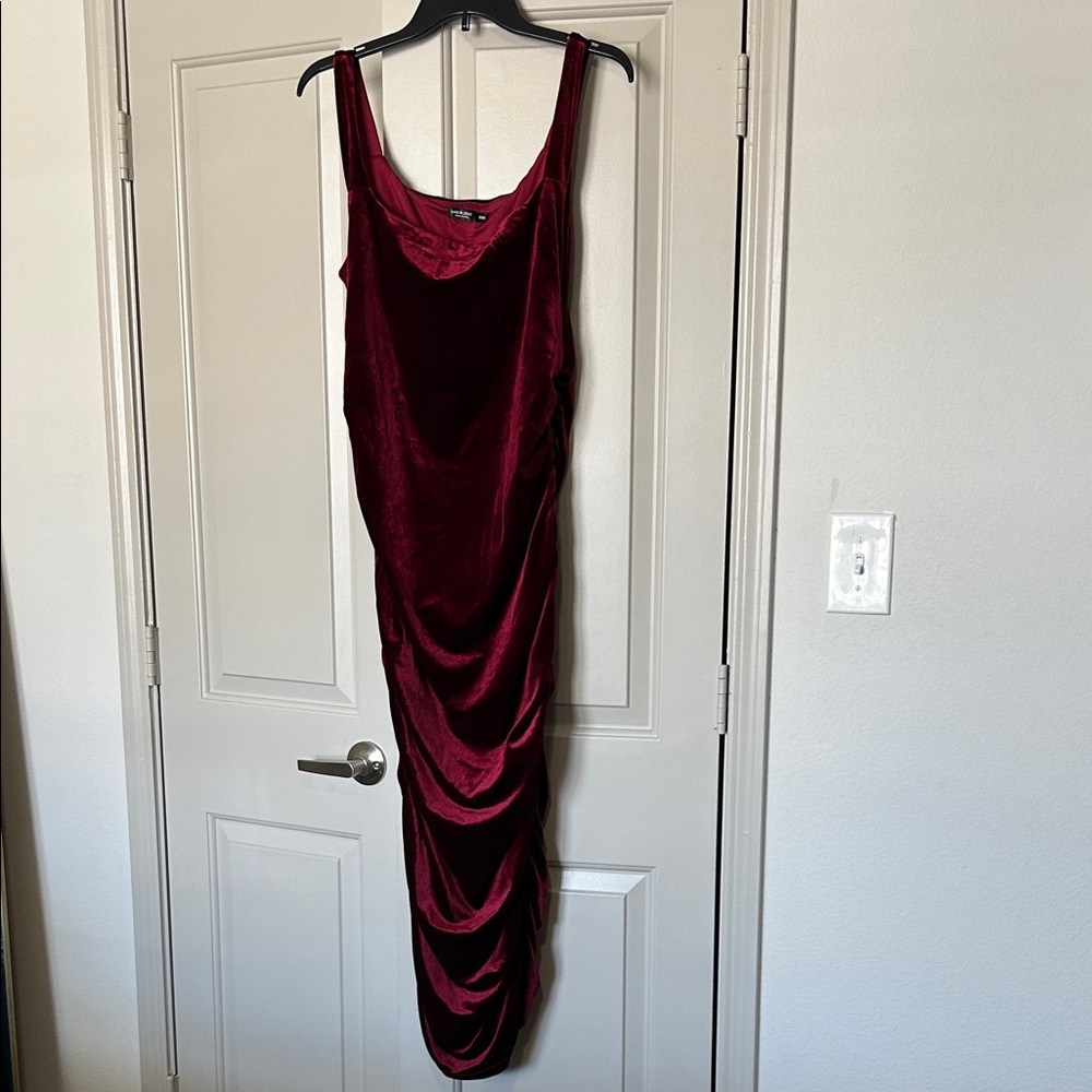 SHEIN Deep Red Velvet Maxi Dress